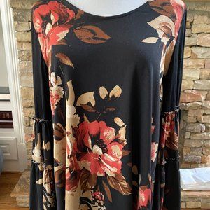 Altar'd State Floral Top with Bell Sleeve